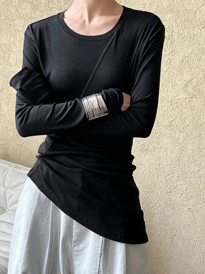 Women Slim T-shirt New Round Neck