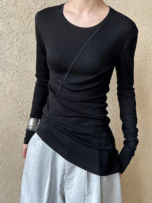 Women Slim T-shirt New Round Neck