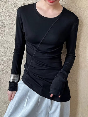 Women Slim T-shirt New Round Neck