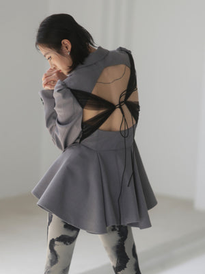 Women Spring Backless Mesh Suit Jacket