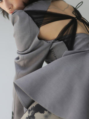 Women Spring Backless Mesh Suit Jacket