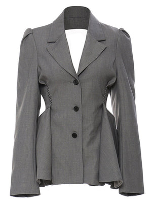 Women Spring Backless Mesh Suit Jacket