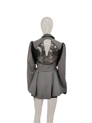 Women Spring Backless Mesh Suit Jacket