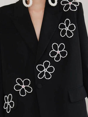 Women Spring Jacket Embroidered Flares Flower