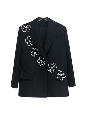 Women Spring Jacket Embroidered Flares Flower