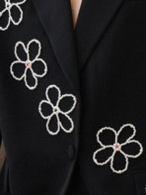 Women Spring Jacket Embroidered Flares Flower