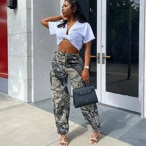 Women Streetwear Camo Cargo Pants