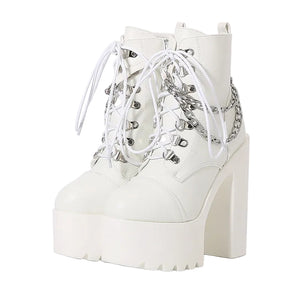 Women Thick Bottom White Platform Boots