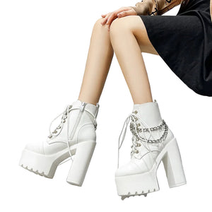 Women Thick Bottom White Platform Boots