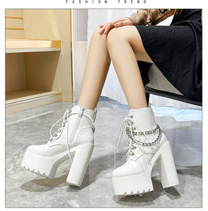 Women Thick Bottom White Platform Boots