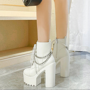 Women Thick Bottom White Platform Boots