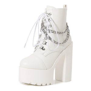Women Thick Bottom White Platform Boots