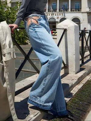 Women Y2K Jeans Star Cutout