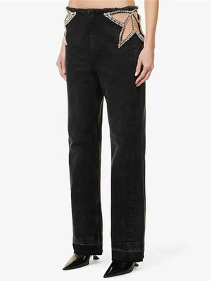 Women Y2K Jeans Star Cutout