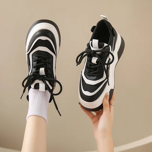 Women's Black And White Platform Sneakers