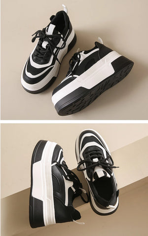 Women's Black And White Platform Sneakers
