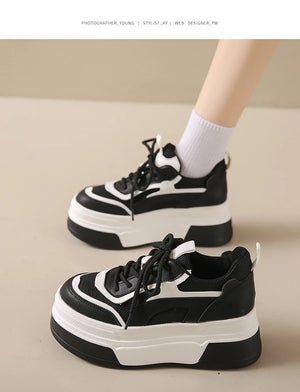 Women's Black And White Platform Sneakers