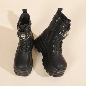 Womens Black Ankle Boots Lace Up