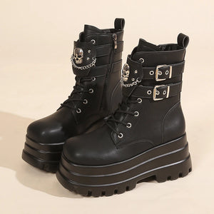 Womens Black Ankle Boots Lace Up