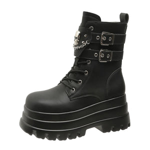 Womens Black Ankle Boots Lace Up
