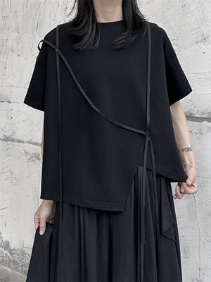 Women's Black Casual T-shirt with Short Sleeve