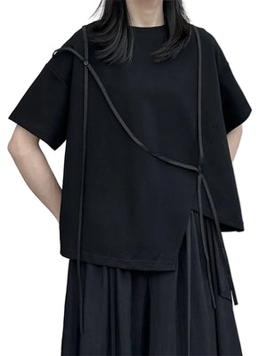 Women's Black Casual T-shirt with Short Sleeve