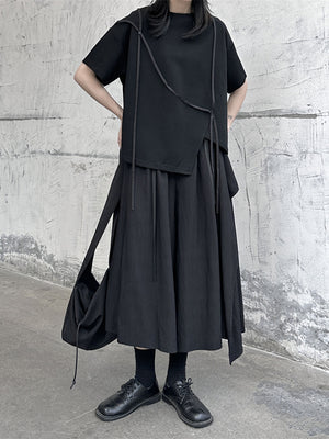 Women's Black Casual T-shirt with Short Sleeve