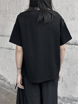 Women's Black Casual T-shirt with Short Sleeve
