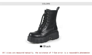 Womens Black Chunky Lace Up Boots