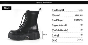 Womens Black Chunky Lace Up Boots