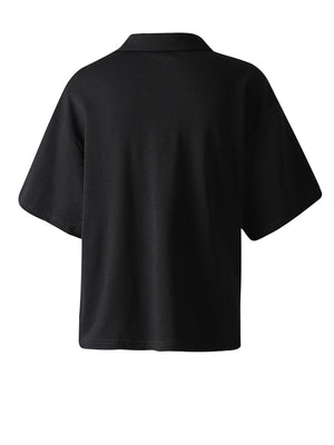 Women's Black Collar T Shirt