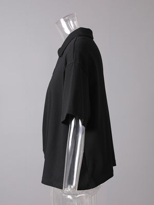 Women's Black Collar T Shirt