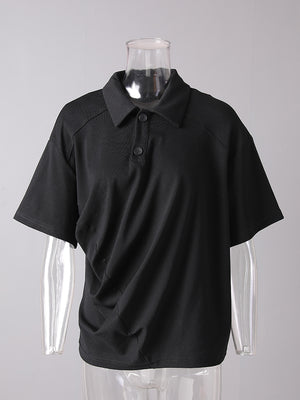 Women's Black Collar T Shirt