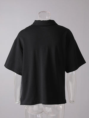 Women's Black Collar T Shirt