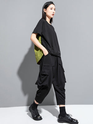 Damen-T-Shirt aus schwarzer Baumwolle