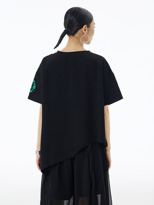 Women's Black Crew Neck T Shirt