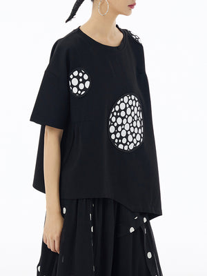 Women's Black Crew Neck T Shirt