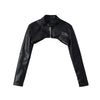 Women's Black Cropped PU Leather Jacket