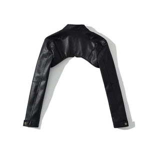 Women's Black Cropped PU Leather Jacket