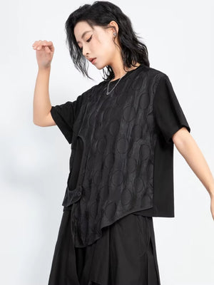 Women's Black Dot Printed Oversized T-shirt