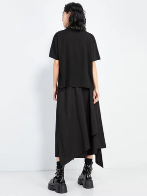 Women's Black Dot Printed Oversized T-shirt
