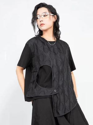 Women's Black Dot Printed Oversized T-shirt