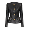 Women's Black Faux PU Leather Jacket