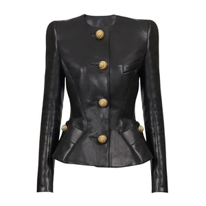 Women's Black Faux PU Leather Jacket