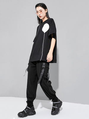 Women's Black Graphic Round Neck T Shirt