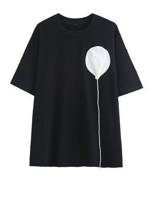 Women's Black Graphic Round Neck T Shirt