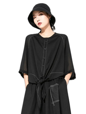 Women's Black Half Sleeve T Shirts - product view on white background