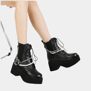 Womens Black Lace Up Ankle Boots