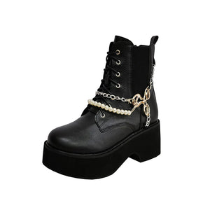 Womens Black Lace Up Ankle Boots