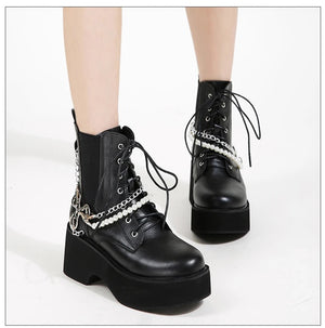 Womens Black Lace Up Ankle Boots